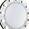 Rose 32 Inch Round Lighted Mirror 11 Bulb Sockets Faux Diamonds Silver BM274652