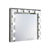 32 Inch Square Lighted Wall Mirror, 12 Bulb Sockets, Mirrored Frame, Silver