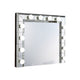 32 Inch Square Lighted Wall Mirror, 12 Bulb Sockets, Mirrored Frame, Silver