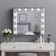 32 Inch Square Lighted Wall Mirror, 12 Bulb Sockets, Mirrored Frame, Silver