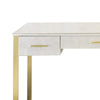 San 50 Inch Textured Vanity Desk with Round Mirror Gold Sled Base White BM274660