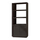 Jose 74 Inch Solid Wood Bookshelf, 2 Cabinets, Plinth Base, Dark Gray