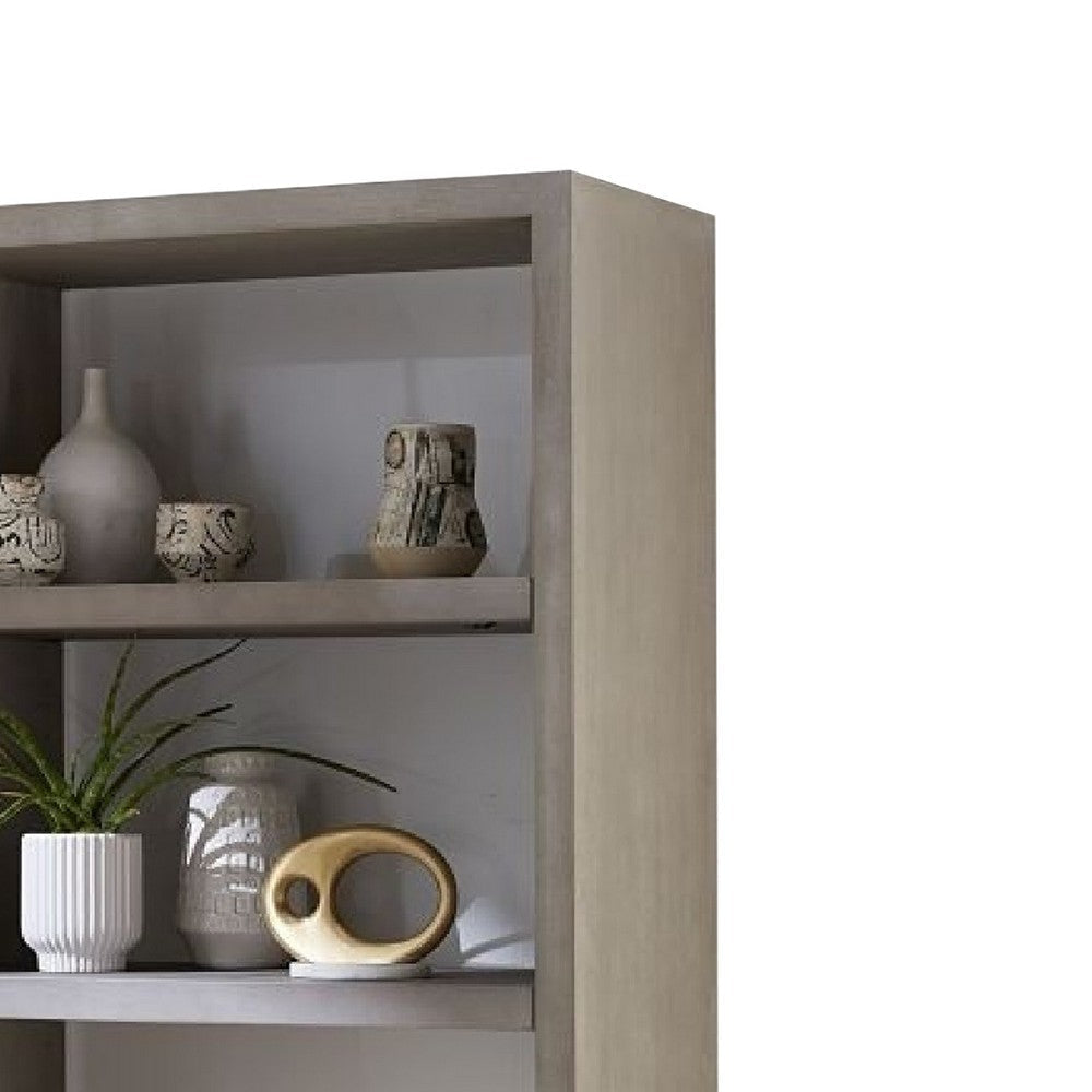 Jose 74 Inch Solid Wood Book Shelving Unit 2 Cabinets Plinth Light Gray BM274759