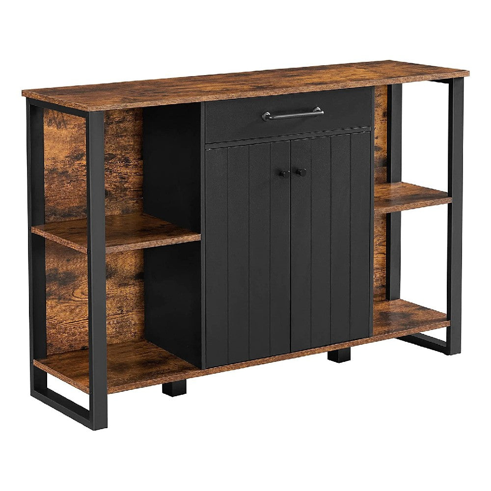 Grace 47 Inch Wood Sideboard Buffet Cabinet, Adjustable Feet, Rustic Brown By Casagear Home