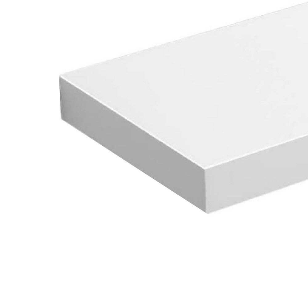 24 Inch Wood Wall Mounted Floating Shelf Rectangular White By Casagear Home BM275038