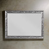 55 Inch Wood Mirror, Raised Scroll Floral Trim, Beveled, Silver By Casagear Home
