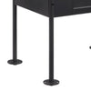 23 Inch Metal Nightstand Side Table, Tempered Glass, Industrial, Dark Gray