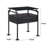 23 Inch Metal Nightstand Side Table, Tempered Glass, Industrial, Dark Gray