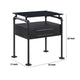 23 Inch Metal Nightstand Side Table, Tempered Glass, Industrial, Dark Gray
