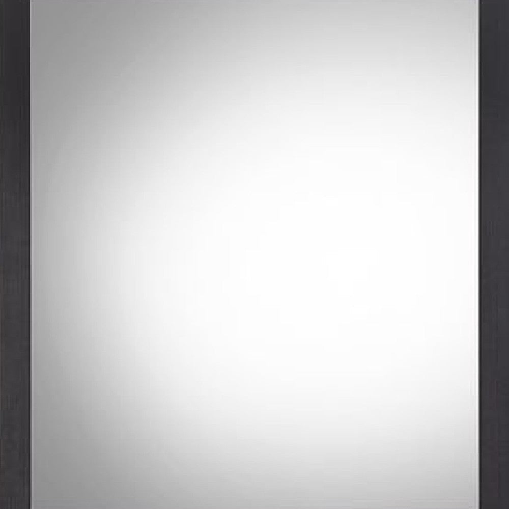 32 Inch Wall Mirror Sleek Rectangular Portrait Wood Frame Black