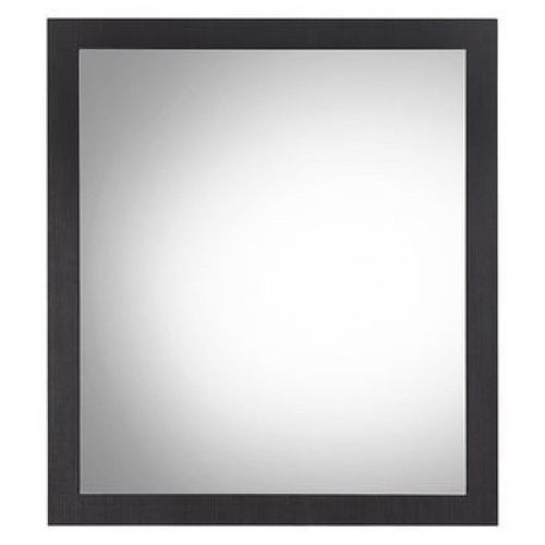 32 Inch Wall Mirror, Sleek Rectangular Portrait Wood Frame, Black