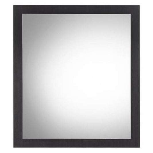 32 Inch Wall Mirror, Sleek Rectangular Portrait Wood Frame, Black