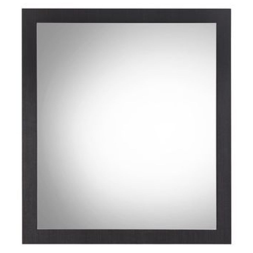 32 Inch Wall Mirror, Sleek Rectangular Portrait Wood Frame, Black