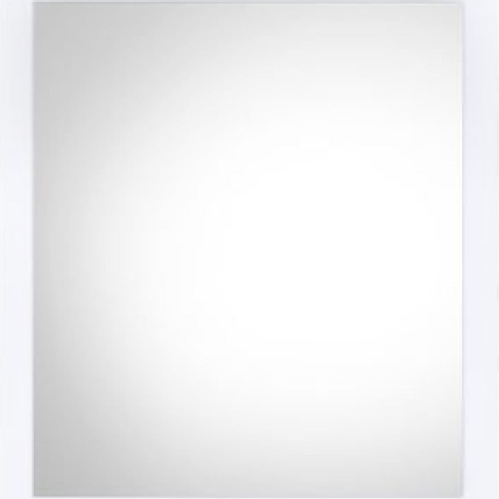 32 Inch Wall Mirror Sleek Rectangular Portrait Wood Frame White