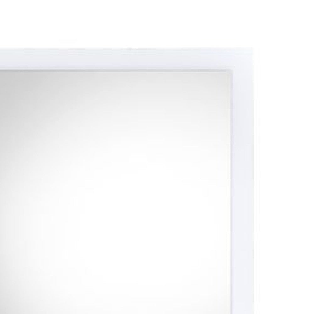 32 Inch Wall Mirror Sleek Rectangular Portrait Wood Frame White