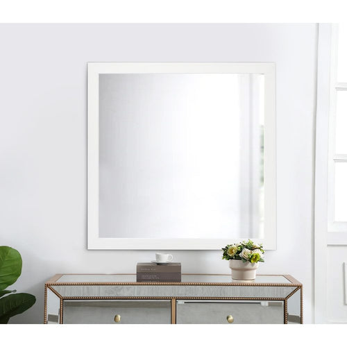 Wall Mirror | 40" | Square Wood Frame | White