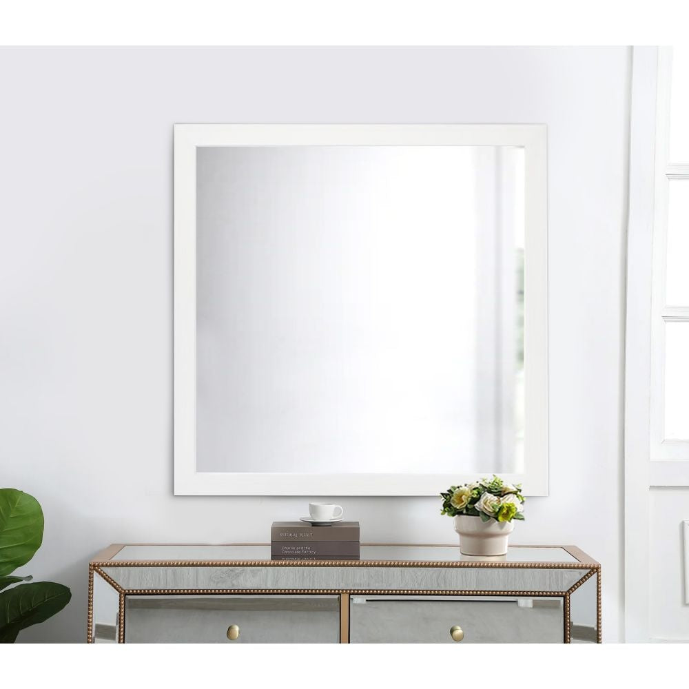 Wall Mirror | 40" | Square Wood Frame | White