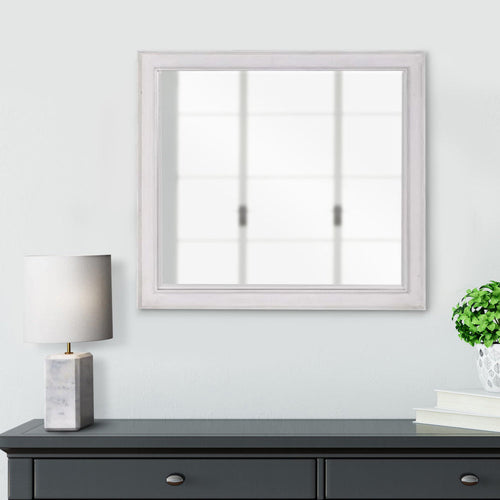 Wall Mirror | 42" | Sleek Wood Frame | White