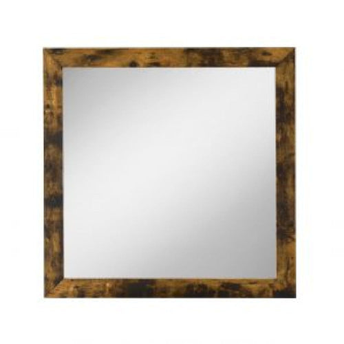 35 Inch Wood Rectangular Mirror, Portrait, Rustic Oak Brown
