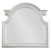 Fil 46 Inch Solid Wood Mirror, Arch Top, Scalloped, Antique White