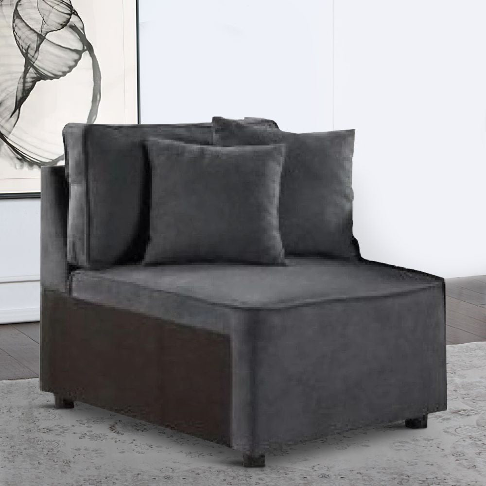 29 Inch Modular Chair, Pocket Coil, 2 Pillows, Dark Charcoal Gray