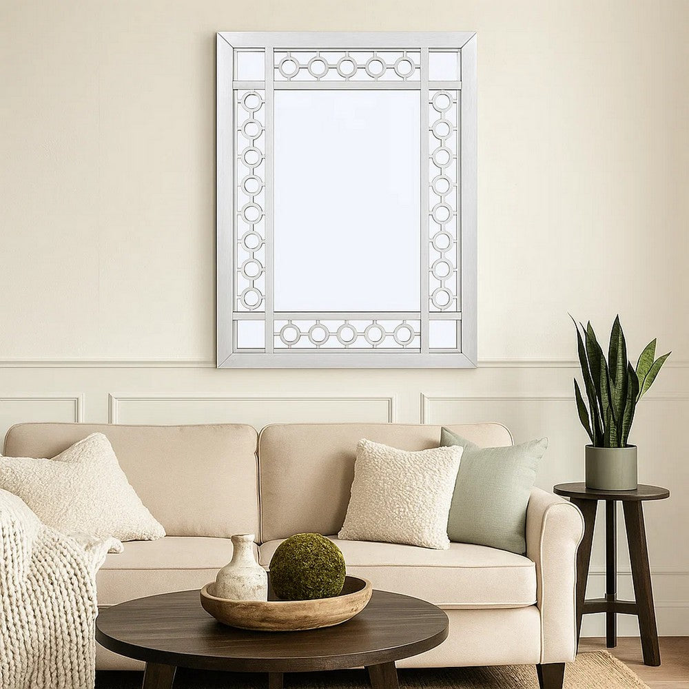 Ornate Wood Mirror | 40" | Portrait | Round Cut-Out | White