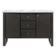 54 Inch Solid Wood Sideboard Cabinet Console 3 Drawers Faux Marble Gray BM275472