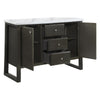 54 Inch Solid Wood Sideboard Cabinet Console 3 Drawers Faux Marble Gray BM275472