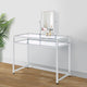 2 Piece Metal Vanity Set Tempered Glass Faux Fur Seat 1 Shelf Silver BM275480