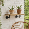 Ley Wall Shelf | 18" | Wood & Metal Pipe | Brown & Black