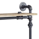 Ley 18 Inch Wood Wall Mount Double Shelf Metal Pipe Design Brown Black BM275482
