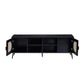 60 Inch TV Entertainment Center Rattan Front 2 Cabinet Metal Legs Black BM275490