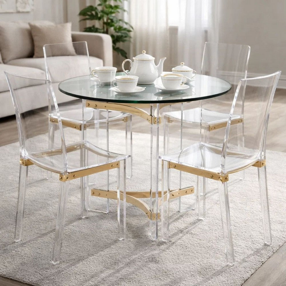 Hale End Table | 23" Round | Glass Top | Clear & Gold
