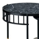 40 Inch 2 Piece Nesting Coffee Table Faux Marble Top Glass Shelf Black BM275495