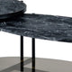 40 Inch 2 Piece Nesting Coffee Table Faux Marble Top Glass Shelf Black BM275495