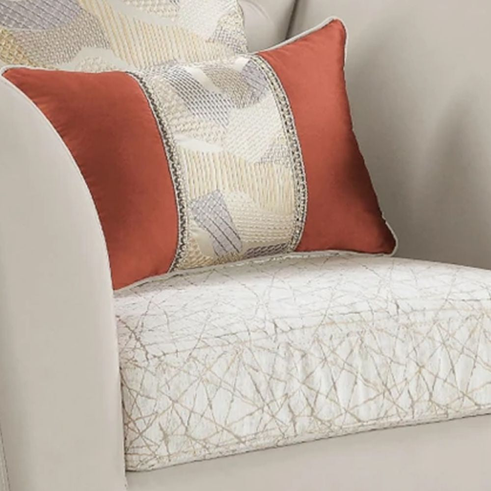Mavi 44 Inch Chair Velvet Arched Button Tufted Metal Legs Beige BM275497