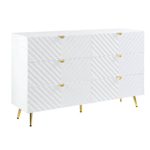 Tyra Dresser | 55" | Wavy Design | Gold Legs | White
