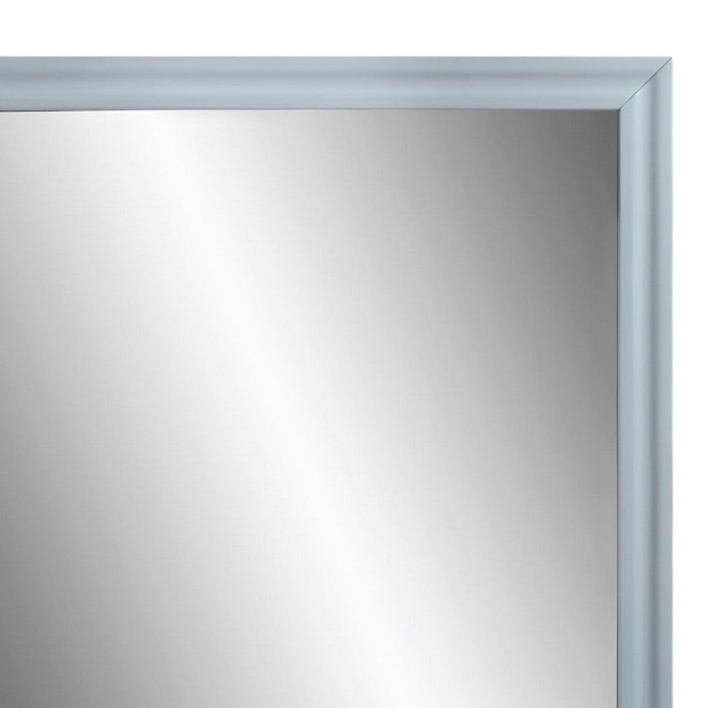 Tyra 39 Inch Wall Mirror Rectangular Wood Frame Gray BM275527