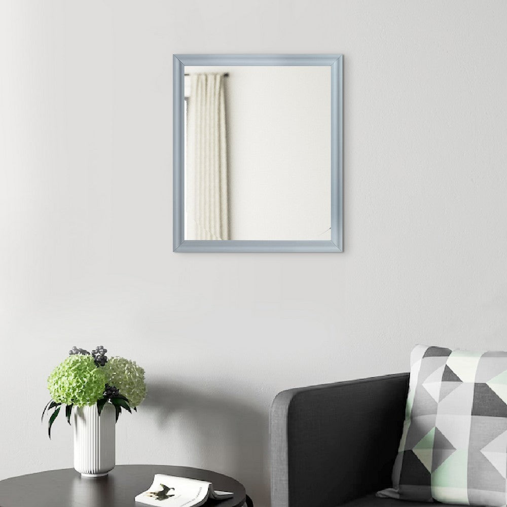 Tyra 39 Inch Wall Mirror, Rectangular Wood Frame, Gray