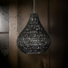Boney Pendant Light | 18" | Woven Rope | Rounded Shape | Black