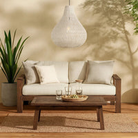 Boney Pendant Light | 18" | Woven Rope | Rounded Shape | White