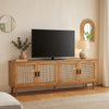 Evans TV Console Cabinet | 79" | Pine Wood | 4 Door | Natural Brown