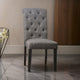 Dining Chair | Button Tufted Back | Wood Frame | Gray