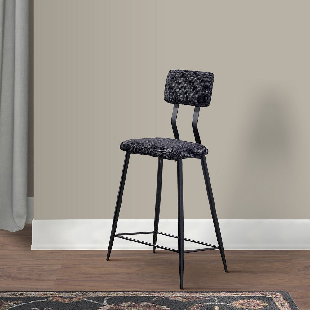 30 Inch Bar Height Chair, Padded Seating, Metal Legs, Black