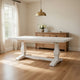 Kai 95 Inch Reclaimed Pine Wood Dining Table, Double Turned Pedestal, White