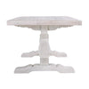 Kai 95 Inch Reclaimed Pine Wood Dining Table, Double Turned Pedestal, White
