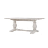 Kai 95 Inch Reclaimed Pine Wood Dining Table, Double Turned Pedestal, White
