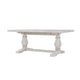 Kai 95 Inch Reclaimed Pine Wood Dining Table, Double Turned Pedestal, White