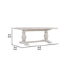 Kai 95 Inch Reclaimed Pine Wood Dining Table, Double Turned Pedestal, White