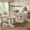 Kai 95 Inch Reclaimed Pine Wood Dining Table, Double Turned Pedestal, White